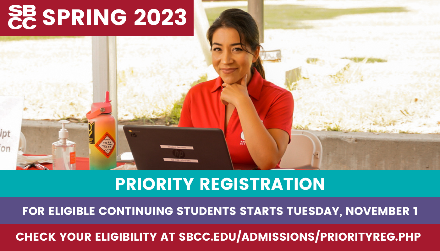 Priority Registration Starts November 1 - check eligibility by clicking link