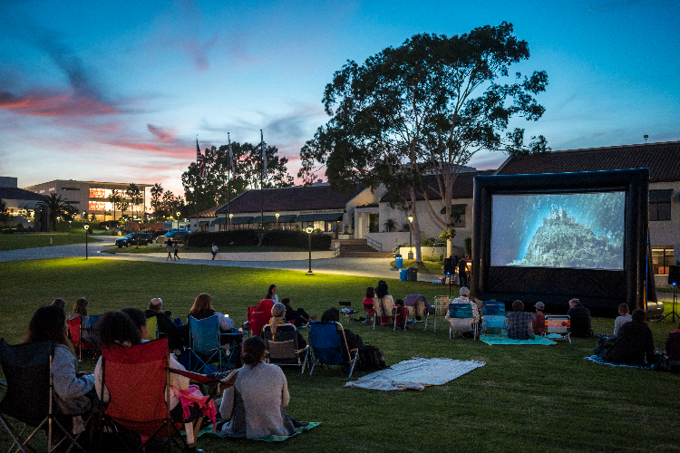 Movie night on the lawn